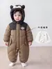 Mono de invierno de plumón para recién nacido, diseño de dibujos animados estilo coreano, mameluco cálido con capucha para bebés niños, adecuado para salidas