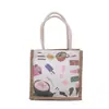 Bolsa de Lona para Almuerzo para Mujer, Bolso Tote con Diseño de Hombro, Estilo de Dibujos Animados Japoneses, Sencillo, Gran Capacidad, Bolso de Clase para Estudiante Universitario Estilo Ins