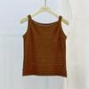2025 Estambre Seda de Morera y Lana Tejido Top Sling Pequeño para Mujer Ropa Exterior Tejida Sin Mangas Chaleco de Rayas Horizontales Delgado