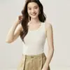 Camisole Bai Cai Rong 100% caxemira pura, novo estilo 2026, com design canelado, confortável, versátil e macia, camada base