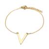 Estilo Europeo y Americano Nueva Moda Simple Oro 26 Letras Inglesas Acero Inoxidable Pulsera Joyería Pulsera para Mujer