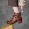 Otoño Invierno 2026 Botas Retro Martin para Mujer Botines Individuales Tacón Grueso Botines Cortos Piel Suave Cómodos Punta Redonda Suela Suave Zapatos para Mamá
