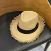 Sombrero de Paja Estilo Coreano Borde Crudo Jazz para Hombre Verano Viaje Paja Enrollada Protección Solar Sombrero de Paja Juventud Viaje Sombrero Casual