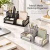 Portalápices de Hierro Forjado Transfronterizo Caja de Almacenamiento Multifuncional para Escritorio Creativo de Metal Hierro Forjado Almacenamiento de Tres Compartimentos para Material Escolar