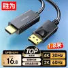 Cable Adaptador Shengwei Dp a HDMI 4K Alta Definición 30Hz 2K60Hz Conversión Unidireccional Plug and Play 1.8m