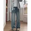 Jeans Vintage Azules Estrechos Pierna Ancha para Mujer Primavera y Otoño Nuevos Cintura Alta Holgados Adelgazantes chica rellenita Figura de Pera Pantalones Rectos