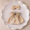 Ropa para Muñeca de Trapo de 17 cm, Vestido Estampado Dulce Estilo Pastoral, Conjunto de Dos Piezas con Lazo, Atuendo de Repuesto para Muñeca