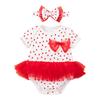 Vestido de primavera y verano para niña, nuevo vestido de San Valentín, falda corta de gasa, linda diadema con lazo, vestido de manga corta, conjunto de dos piezas