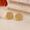 Brincos Franceses Personalizados de Aço Inoxidável, Brincos de Flor Exagerados de Alta Qualidade, Brincos Dourados Versáteis Estilo Ins para Mulheres Atacado