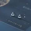 Pendientes de Plata S925 Nalan para Mujer, Estilo Coreano, Estilo Simple, Pendientes Triangulares Huecos Microincrustados, Pendientes Corazón de Chica E6443