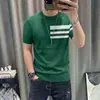 Suéter redondo de manga corta simple y versátil para hombre, camiseta interior de punto, nueva camiseta fina de media manga para hombre primavera 2025
