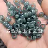 Contas de jadeíta azul-água com furo grande, contas de jadeíta soltas, anéis redondos verde-óleo, anéis para pendurar, espaçadores, contas para acessórios de joias DIY
