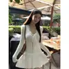 Vestido de Punto para Mujer Redenguan, Nuevo Estilo Francés Otoño/Invierno, Manga Larga, Adelgazante, Vestido de Encaje