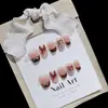 Uñas Postizas 30 Piezas Enteras T169/S307 Mariposa Roja Cortas Ballet Diamante Brillo Francés Año Nuevo Uñas para Niñas
