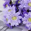 Flores de crisântemo artificiais da série roxa para decoração de salão de banquetes de casamento, flores artificiais para palco de hotel e arranjos de corredor