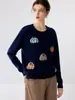 Nuevo Suéter de Cachemira para Mujer Otoño/Invierno, Cuello Redondo, Tejido Holgado, Patrón de Calabaza de Dibujos Animados, Top Versátil