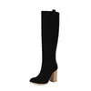 Talla 40-46 Gamuza Amazon Botas Altas Otoño e Invierno Botas de Cuero para Mujer Punta Redonda Tacón Súper Alto Zapatos para Mujer Transfronterizos Antideslizantes