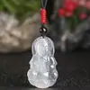 Pendente de Fechadura Ruyi com Padrão de Nuvem de Calcedônia Branca Natural Ágata Fechadura da Paz Pingente de Joia de Jade Fonte de Suprimento para Transmissão ao Vivo