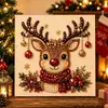 Pintura de Diamante Natalina 5D Transfronteiriça com Pérolas e Diamantes, Atmosfera Festiva, Motivos de Animais (Rena, Pinguim), Pintura de Pérolas com Moldura Totalmente de Diamante