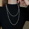 Colar de Pérolas Francês Multicamadas, Retrô, Delicado, Simples, Versátil, Corrente para Suéter de Temperamento, Colar de Luxo Leve e de Alta Qualidade Atacado