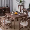 Mesa Cuadrada de Nogal Negro Nórdico Toda de Madera Maciza Nueva Mesa de los Ocho Inmortales Estilo Chino Mesa de Té Zen Simple Moderna para Balcón