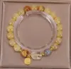 Pulsera de Cristal Dorado Natural Piedra Lunar Cristal Pulsera de Ojo de Tigre que Traga Oro Hilo de la Fortuna para Novia Regalo