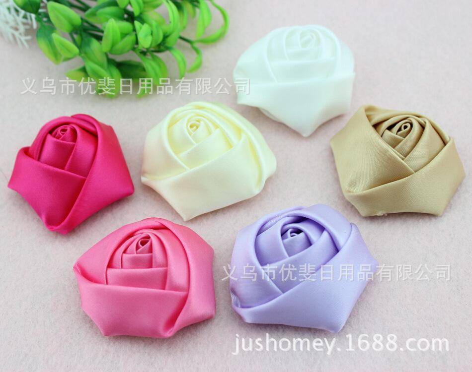 绸缎玫瑰花 diy手工玫瑰花 婚庆用品