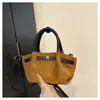 Bolsa de Mão Fosca Transfronteiriça Bolsa Feminina Nova 2025 Outono e Inverno Retro Simples Bolsa de Ombro Bolsa Transversal Moda Bolsa Estampa de Leopardo