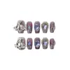 Hecho 100% a Mano Fotos Reales Arte de Uñas Pegatinas de Uñas Portátiles Hechas a Mano Producto Terminado Planeta Morado Diamante Morado Grande Tendencia Caliente Y2K Milenial