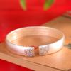 Talheres com Prata Pura 999.9, Esmalte Dourado, Pulseira Aberta Luar no Lago de Lótus, Novo Estilo Chinês Estilo Nacional Pulseira Personalizada