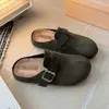 Sandalias planas estilo Birkenstock de suela gruesa y forradas de felpa para mujer, nueva colección otoño/invierno 2026, fáciles de poner, cálidas y con diseño de punta cerrada