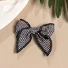 Pasador de Pelo a Cuadros Retro con Lazo para Niña, Pasador Superior para Media Cola de Caballo con Estampado de Cereza, Pasador de Bola, Accesorios para el Cabello para Niños