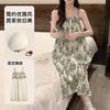 Pijama de Verano Nuevo Listo para Usar para Mujer, Algodón de Imitación con Almohadillas en el Pecho, Camisón de Tirantes, Dulce y Casual, Una Pieza Envío Directo, Envío Gratis