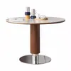 Mesa de Jantar Redonda em Ardósia Estilo Nórdico, Mesa Redonda Estilo Ins, Design Retrô Simples e de Alto Padrão para Casas Pequenas, Mesa de Jantar Redonda Totalmente em Madeira Maciça