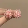 Aretes de Flor de Hortensia Rosa Transparente Aguja de Plata, Aretes de Flor con Perlas, Accesorios para Orejas Delicados y Suaves, Accesorios de Pétalos Estilo Dopamina