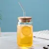 Copo de Vidro Colorido Espesso, Resistente ao Calor, Grande Capacidade, com Canudo, Sem Alça, Alto Valor Estético, Copo para Refrigerante, Disponível para Atacado