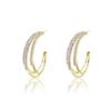Pendientes de aro Sansheng Sanshi para mujer, europeos y americanos, elegantes, con diamantes, súper brillantes, elegantes, versátiles, de alta calidad