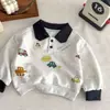 2026 Novo Moletom Infantil Bebê Estampa de Desenho Casual Gola Lapela Top Moda Versátil Manga Longa Pulôver