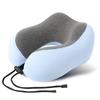 Almohada japonesa a rayas en forma de U, de espuma viscoelástica, de rebote lento, para viajes en avión, para la columna cervical, regalo personalizado, con logotipo