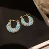 Pendientes Retro Forma de Bolso con Circonita Azul Real~Azul Turquesa, Elegantes Pinzas de Oreja de Estilo Antiguo y Lujoso, Pendientes Elegantes de Estilo Palacio