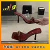 Sandalias de Verano 2026 para Mujer Nuevas Sexy con Tira Transparente Tacón de Aguja Alto con Hebilla de Cuero Sandalias Planas Versátiles
