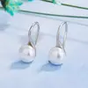 Brincos de Salto Alto de Celebridade da Internet, Femininos e Versáteis, Longos Ganchos de Orelha de Pérola Artificial, Brincos Redondos Brancos da Moda e Simples