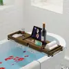Estante telescópico de bambú para bañera, bandeja plegable para bañera, partición de baño, para leer, individual