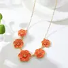 Collar, Pulsera, Pendientes, Anillo de Florales Elegantes con Goteo de Aceite Transfronterizo Europeo y Americano, Set de Joyería Estilo Corte Vintage para Mujer