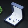 Colgante de cristal de tres piezas, anillo de cristal de amor, línea de oreja de cristal azul, caja de regalo de estudio boutique para mujer