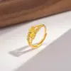 Transmissão ao Vivo de Anéis de Flor Rosa Banhados a Ouro de Alta Qualidade, Mesmo Estilo das Lojas de Ouro, Anéis Ajustáveis Pixiu Banhados a Ouro da Moda, Atacado em Estoque