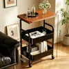 Carrinho pequeno simples e portátil, mesa de cabeceira vintage, prateleira de armazenamento, mesa de centro para sala de estar, mesa lateral de sofá, prateleira de armazenamento, mesa de jantar