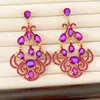 Pendientes de Botón Vintage de Cristal con Colgante de Flor Exagerados Exquisitos Joyería para Orejas de Lujo Ligero Gama Alta Venta al por Mayor
