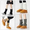 Calcetines de Punto Calcetines de Felpa Y2K para Mujer Algodón Puro Color Sólido Cubre Piernas Otoño e Invierno Botas de Alta Calidad Cubre Botas Tubo Largo Dama