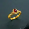 Anel Vintager Estilo Vintage de Renda com Rubi para Mulheres, Anel Retro Único de Zircônia de Alto Padrão Elegante Versátil